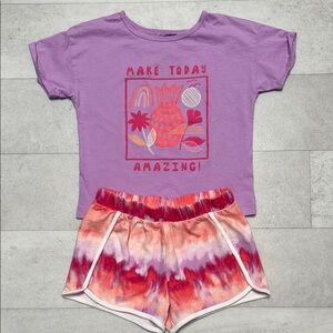Carter's Lavender Top & Tie-Dye Shorts Set